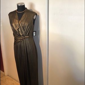 black gold long dress